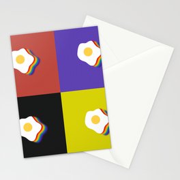 Rainbow fried egg patchwork 4 Stationery Card