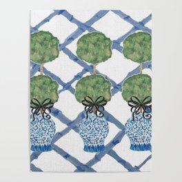 Hand Painted Bamboo Trellis Chinoiserie Ginger Jar  Poster
