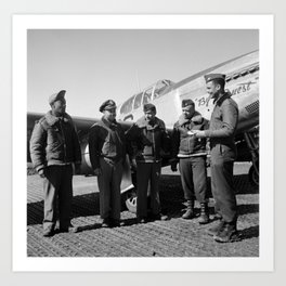 Colonel Benjamin Davis and other Tuskegee Airmen - WW2 Italy 1945 Art Print