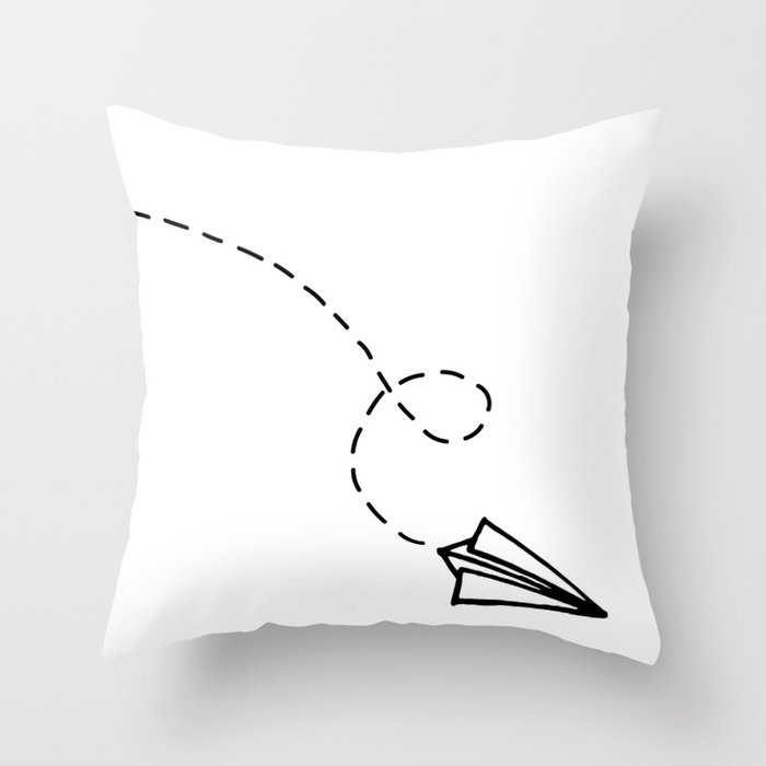 Send It // Simple Paper Airplane Drawing Throw Pillow