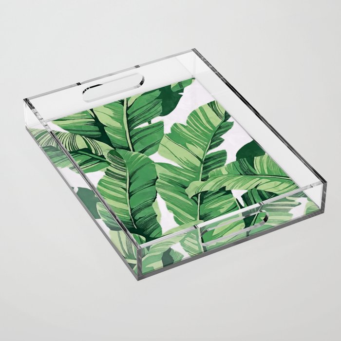 Tropical banana leaves V Acrylic Tray