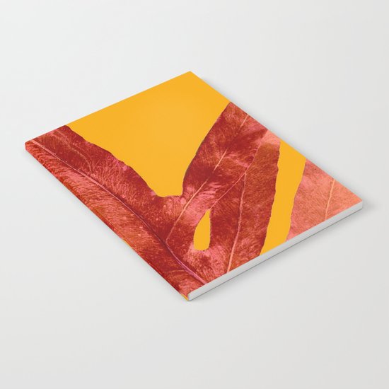 Green Fern on Red On Fire Notebook
