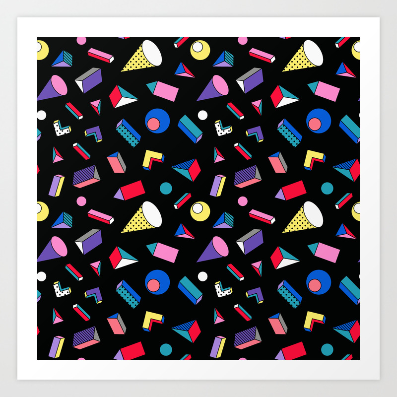 3d Shapes 90 S Pattern Art Print By Cinacatteau Society6