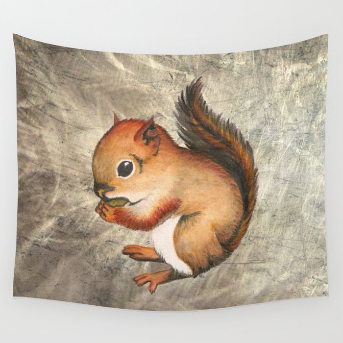 Sciurus (Baby Squirrel) Wall Tapestry