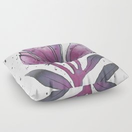 ink flowers and splatter - black and purple - yaara happy art Floor Pillow