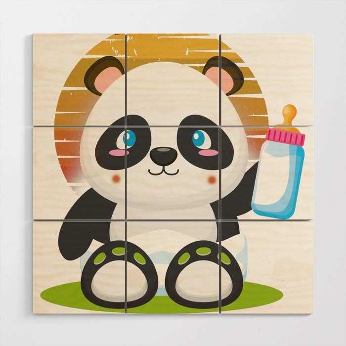 funny panda gift for a couple Wood Wall Art