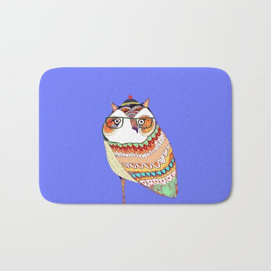 Owl, owl art, owl illustration, owl print, Bath Mat