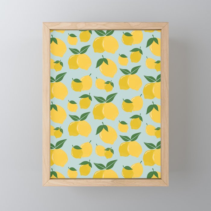 Lemons Yellow Mint Framed Mini Art Print