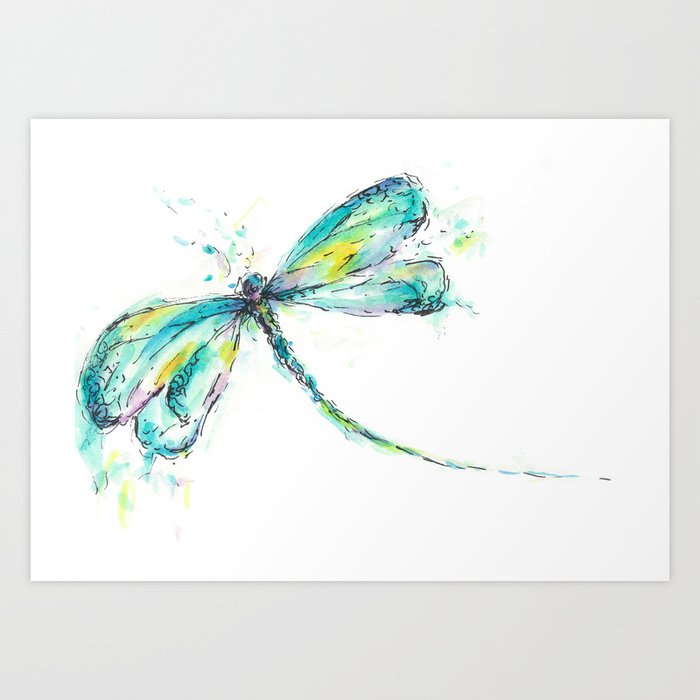 Watercolor Dragonfly Art Print by consiesindet | Society6