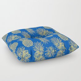 Fresh Pineapples Blue & Yellow Floor Pillow