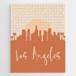 LOS ANGELES CALIFORNIA CITY SUN SKYLINE EARTH TONES Jigsaw Puzzle