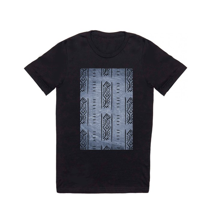 Mud Cloth Mercy Blue and Black Pattern  T Shirt