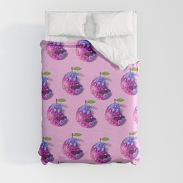 Disco apple bright pink/purple - pink background Duvet Cover
