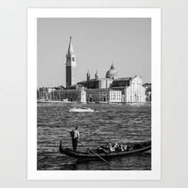 Venice Gondola in Black and White Art Print