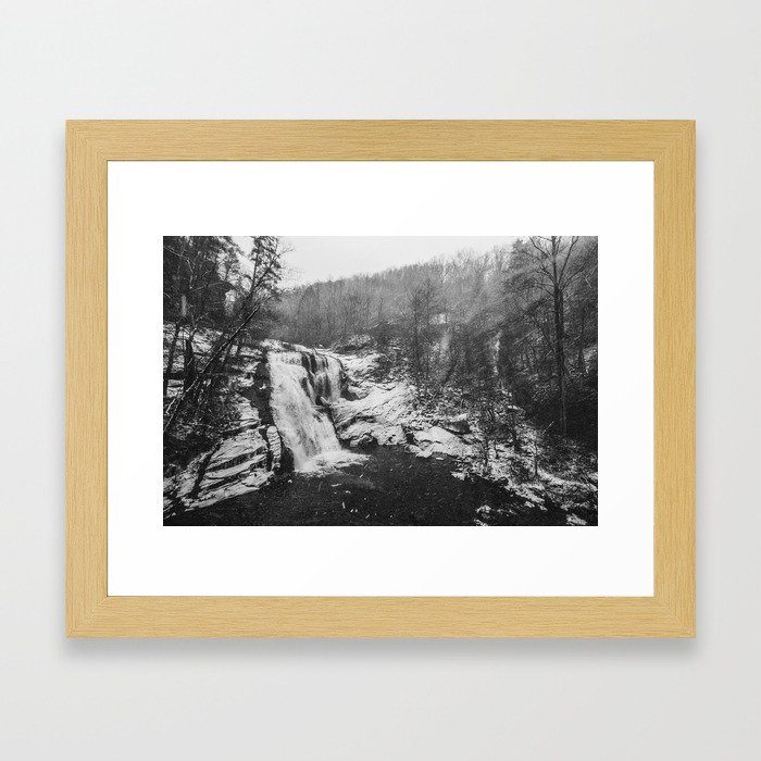 Snowy Bald River Falls Framed Art Print