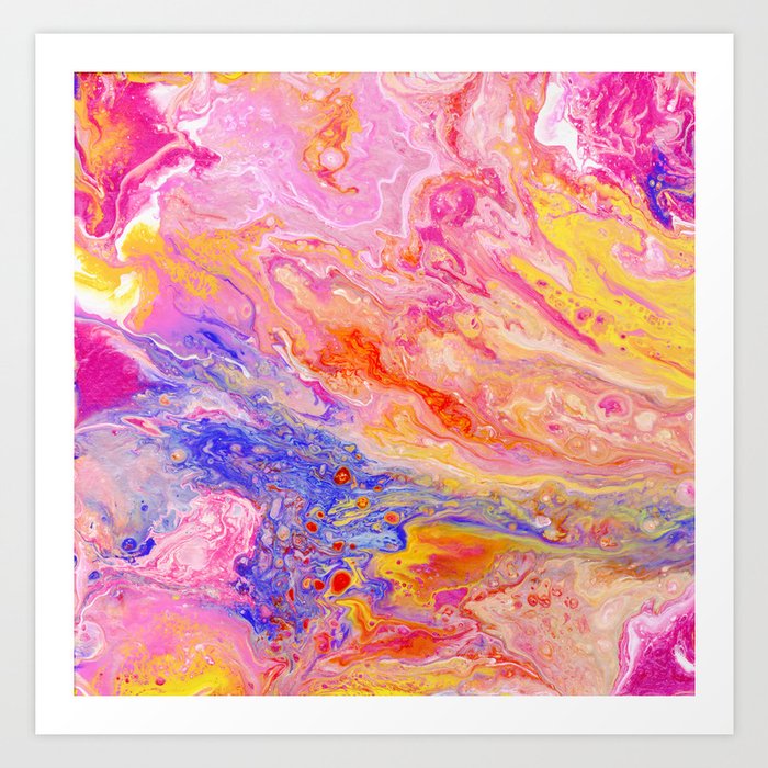 Pink And Yellow Abstract Art Print By Jessicatorres Society6