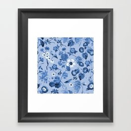 Cottage blue floral botanical Framed Art Print