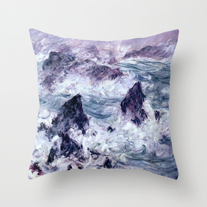 Monet : Storm At Belle Ile Throw Pillow