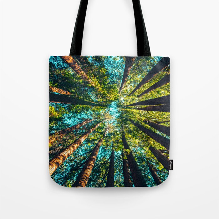 Looking Up At Trees In A Dense Forest Tote Bag
