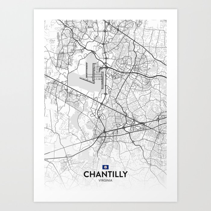 Chantilly, Virginia, United States - Light City Map Art Print