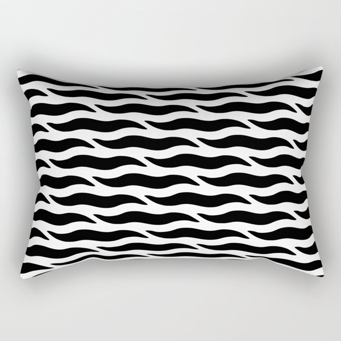 Tiger Wild Animal Print Pattern 321 Black and White Rectangular Pillow