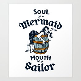 Nautical Tattoo Mermaid Sailor Art Print