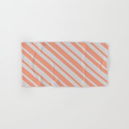 [ Thumbnail: Light Gray & Dark Salmon Colored Lines/Stripes Pattern Hand & Bath Towel ]
