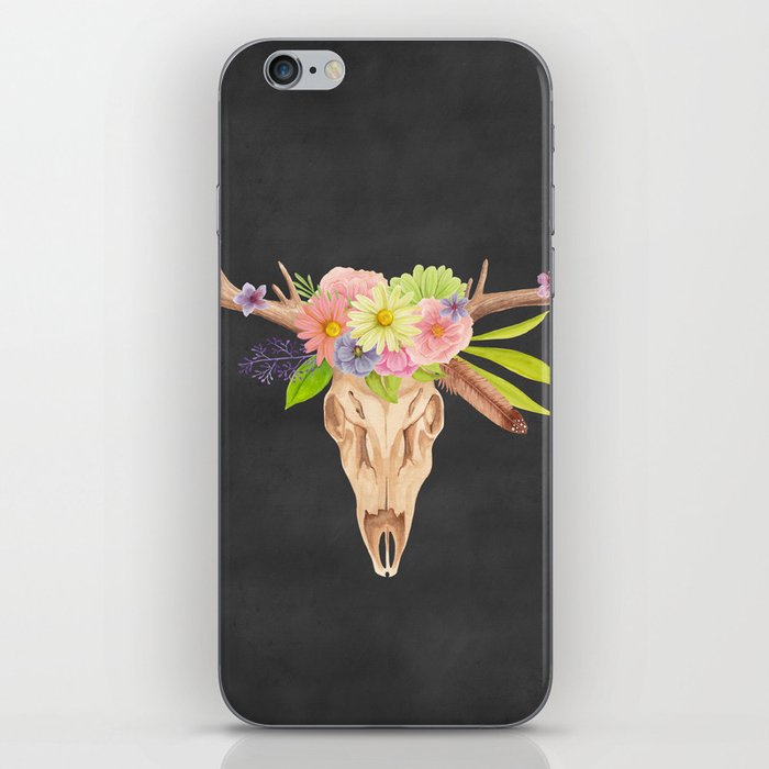 Deer Skull and Flowers iPhone Skin