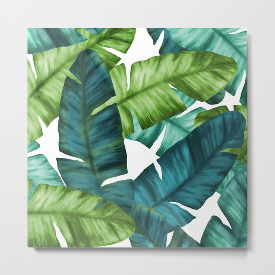 Tropical Banana Leaves Unique Pattern Metal Print