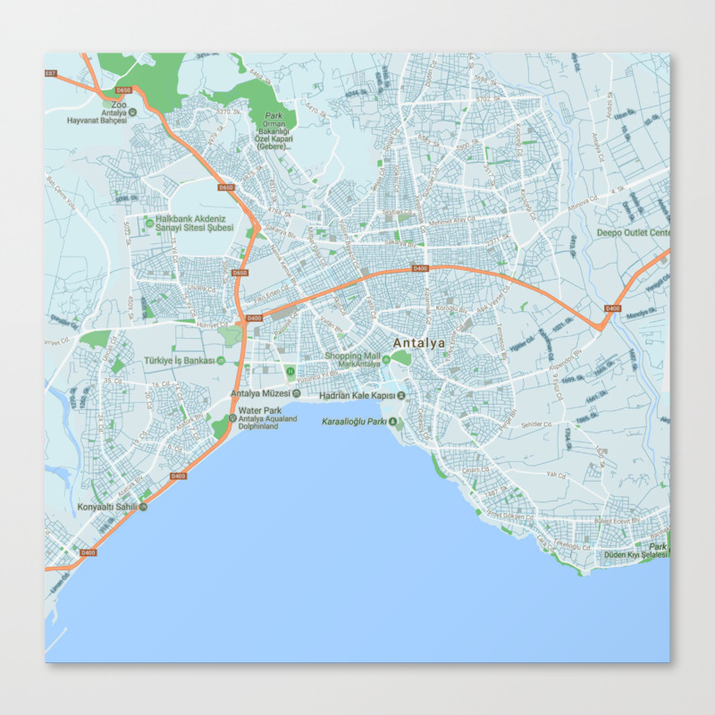 Minimalist Modern Map Of Antalya Turkey 5 Canvas Print By Asarstudios Society6