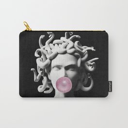 Medusa blowing pink bubblegum bubble Carry-All Pouch | Statue, Lines, Greek, Snakes, Mythology, Myth, Greek Mythology, Bubblegum, Funny, Painting 