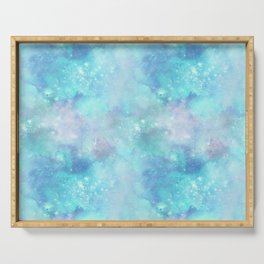 Aqua Blue Galaxy Painting Serving Tray