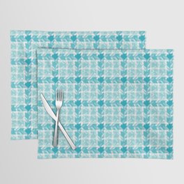 Turquoise Teal Blue Stamped Patchwork Placemat