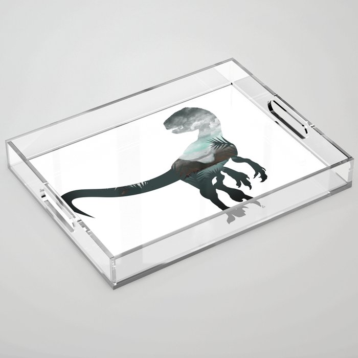 Velociraptor Minimalist Splash Acrylic Tray