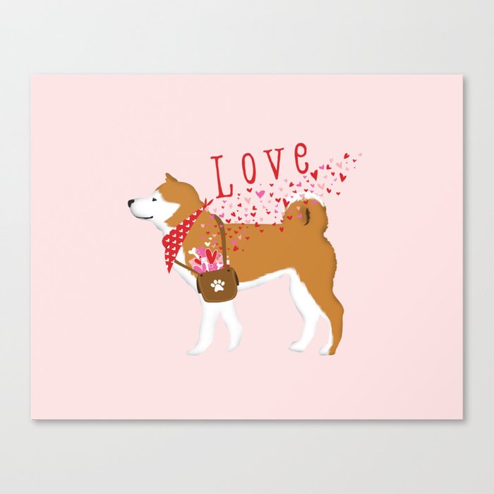 Shiba Inu valentine valentines day hearts love dog Canvas Print