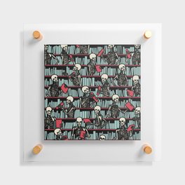 Bookish Public Library Skeleton Goth Librarian Books Pattern Floating Acrylic Print