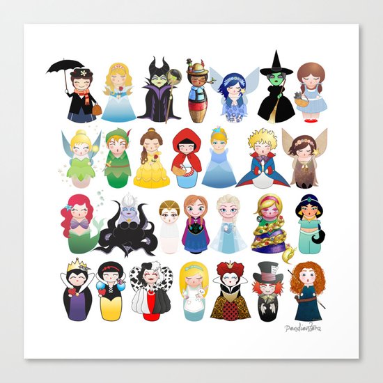 Kokeshis Fairy tales (new version) Canvas Print
