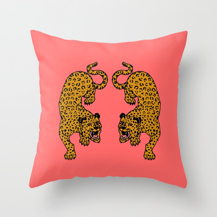 Big Cats Pink Throw Pillow