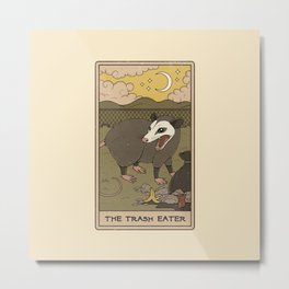 The Trash Eater Metal Print | Trash, Racoon, Animal, Zodiac, Trashcan, Drawing, Oracle, Tarot, Possum, Tarotdeck 