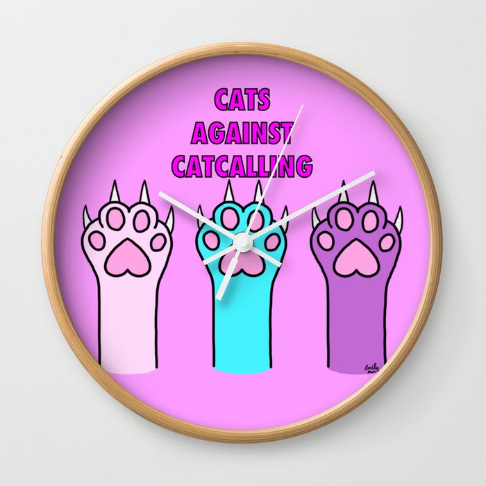 Cats Against Catcalling 2 Wall Clock