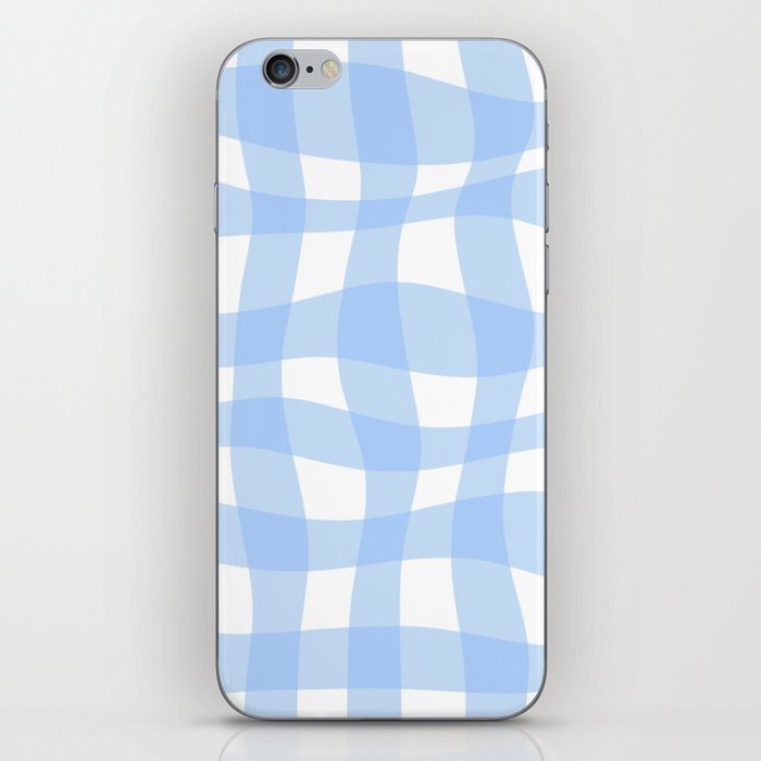 Warped Checkered Gingham Pattern (sky blue/white) iPhone Skin