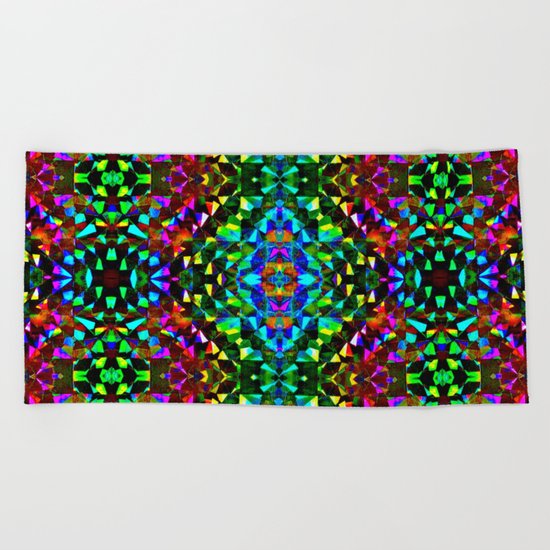 Glittering Kaleidoscope Mosaic Pattern Beach Towel