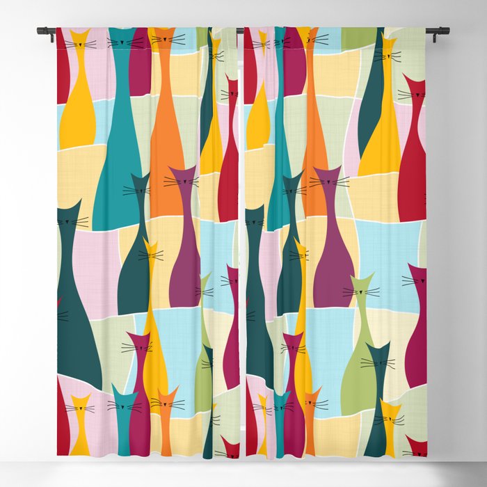 Ollie Cat Bohemian Colorful Pattern Blackout Curtain