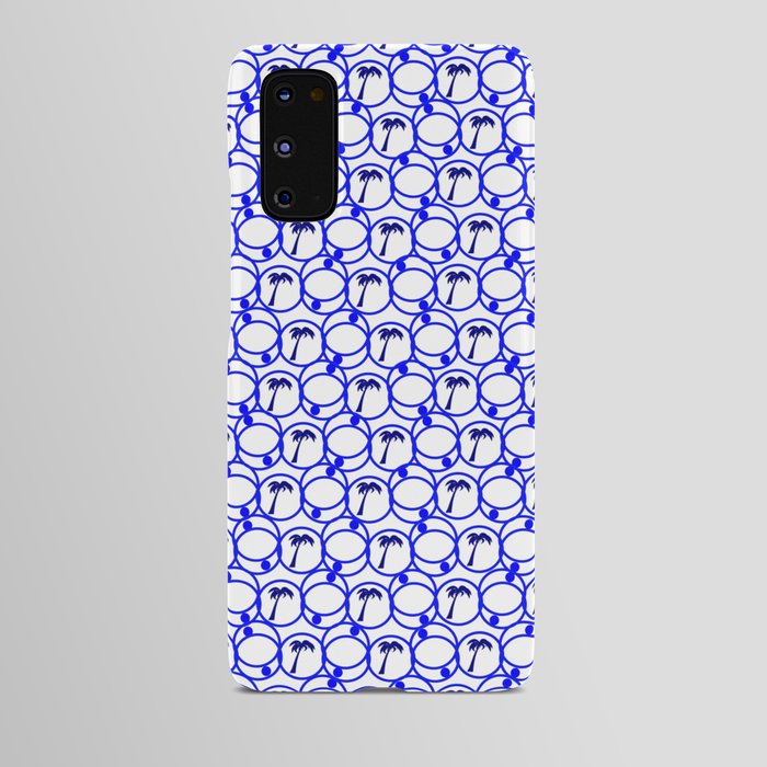 Blue and White Geometric Pattern With Palm Trees Android Case