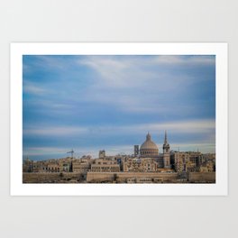 Valletta cityscape Art Print | Blue Sky, Sliema, Old City, Architecture, European, Malta, Cityscape, Valletta, Dome, Church Dome 