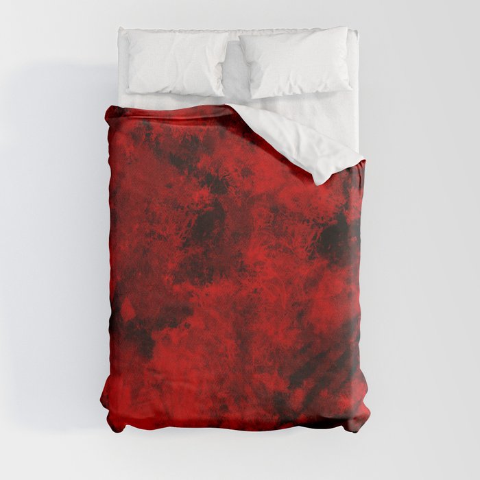 Black and Red Tie Dye Abstract Pattern Duvet Cover