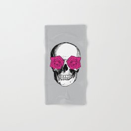 Skull and Roses | Skull and Flowers | Vintage Skull | Grey and Pink | Hand & Bath Towel