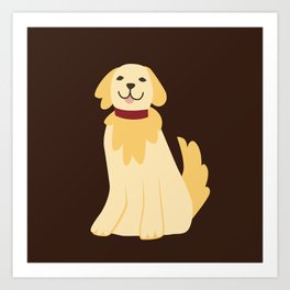Golden Retriever Yellow Dog Digital Illustration Art Print