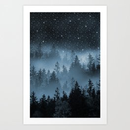 Blue Forest Galaxy Dream #1 #decor #art #society6 Art Print