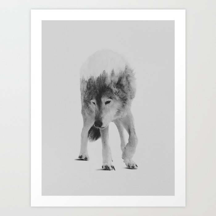 Discover the motif WOLF IN THE WOODS (BLACK AND WHITE) by Andreas Lie as a print at TOPPOSTER